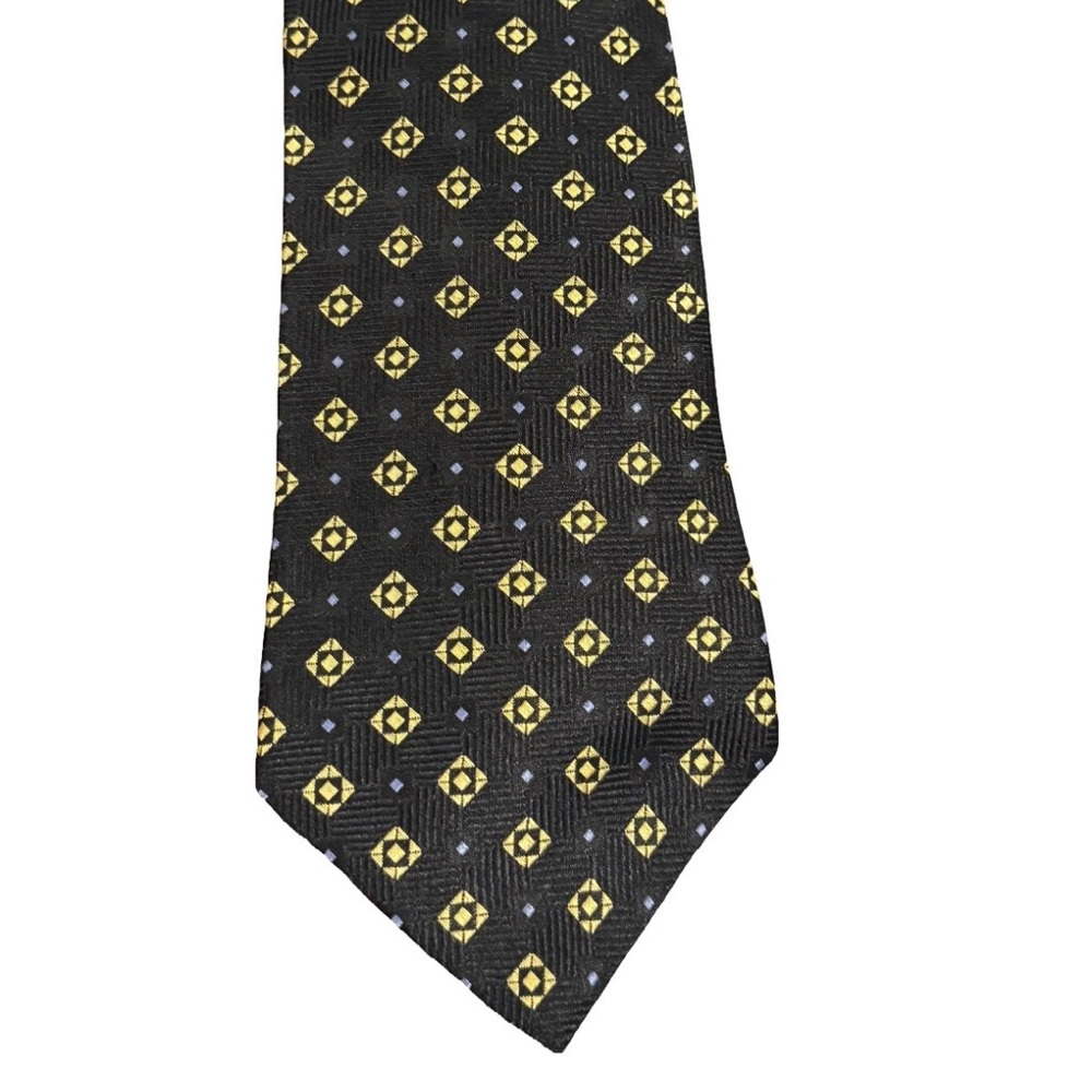 Tommy Hilfiger‎ Black Tie with Gold Diamond Pattern